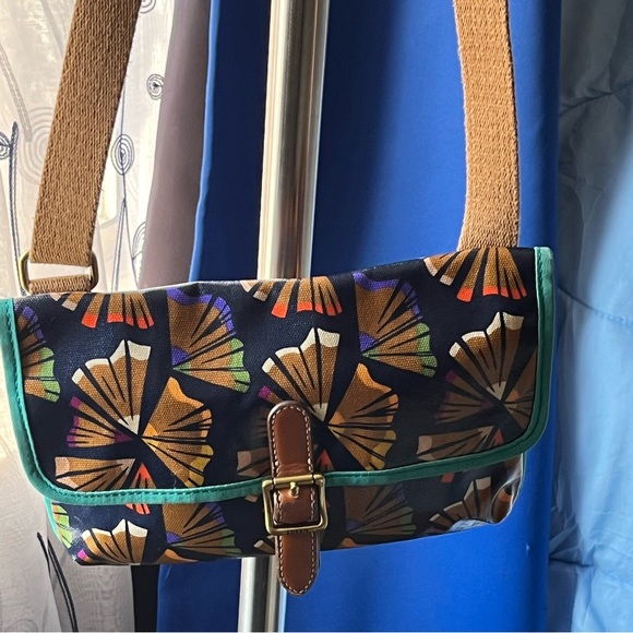 Fossil Navy Crossbody with Brown Strap and Multicolor Floral Accents - Picture 6 of 7